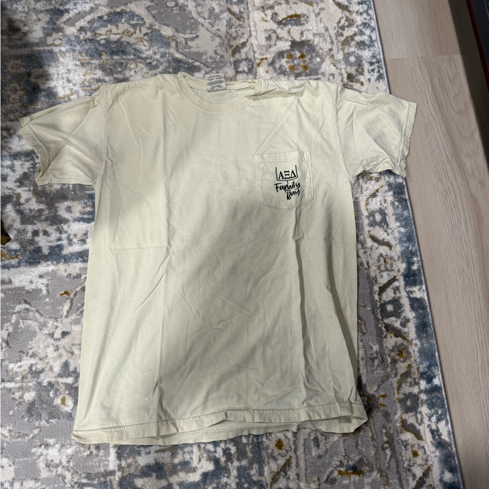 Alpha Xi Delta Comfort Colors Cream Short Sleeve Pocket Tee with Small Logo